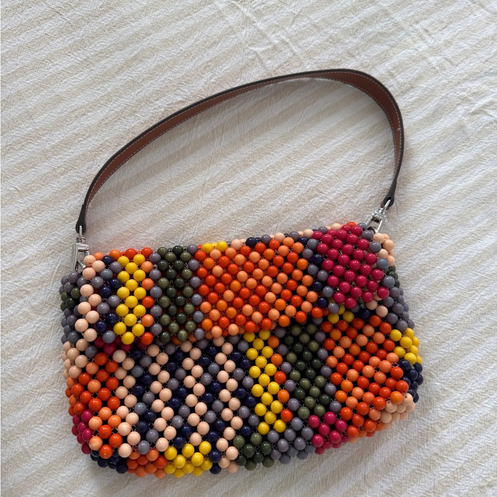 STAUD Multicolor Beaded Shoulder Bag